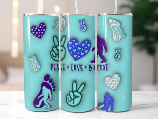 3D Peace Love Bigfoot