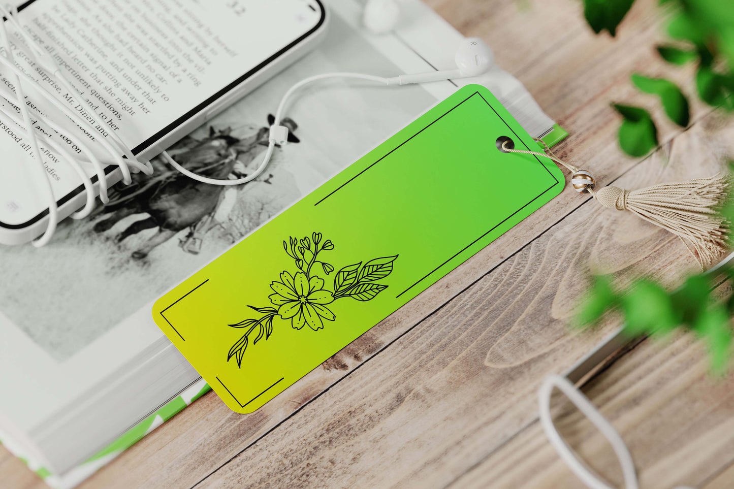 Flower Silhouette Green Gradient