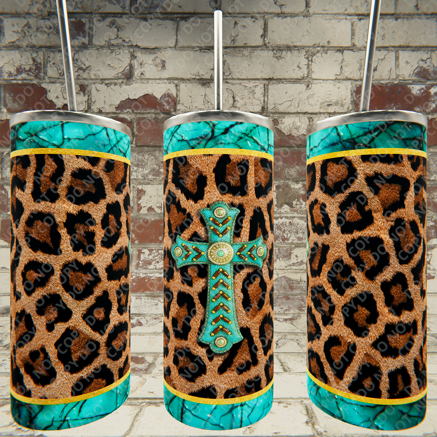 Cheetah with Turquoise Cross
