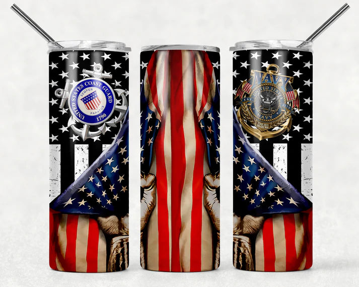 Coast Guard and Navy with flag