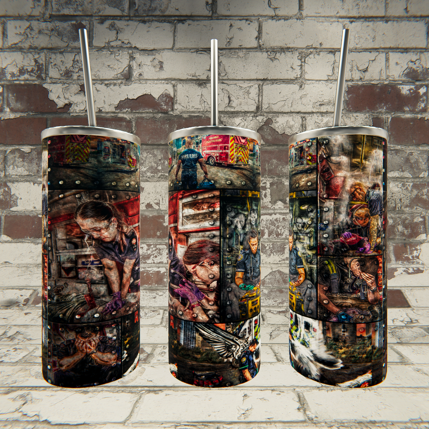 Collage Of EMS Workers Tumbler
