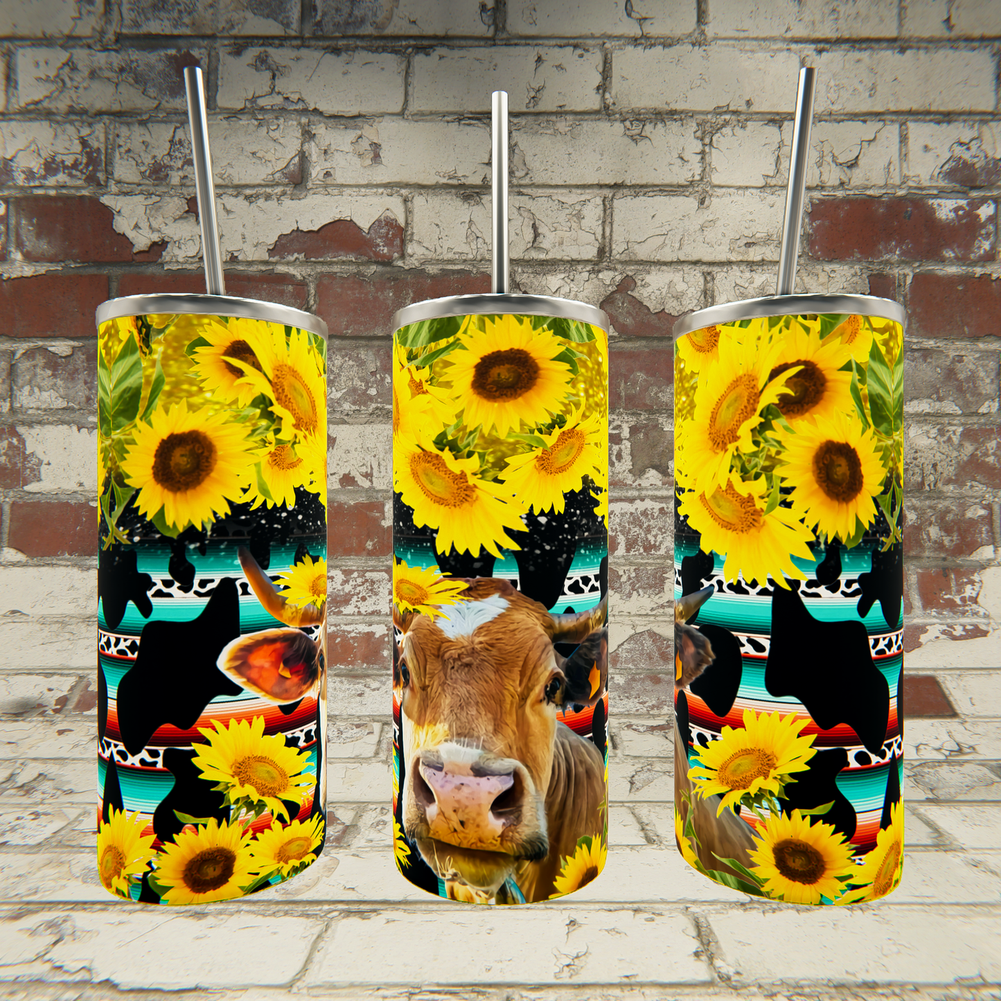 Cow with Sunflowers