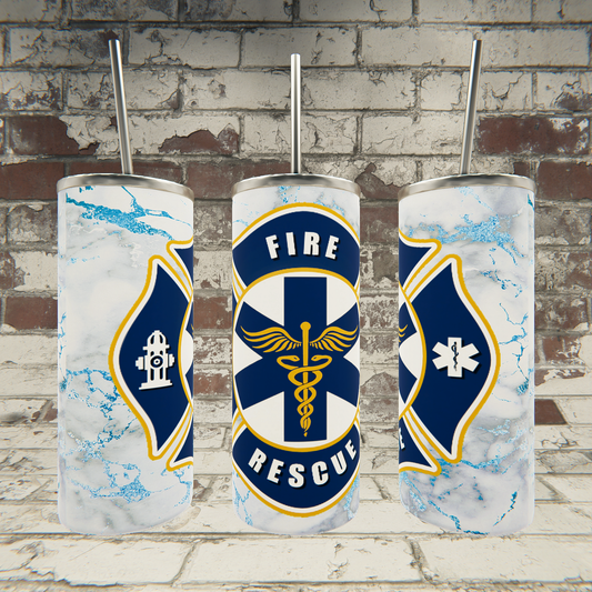 Fire Rescue Blue Marble Tumbler