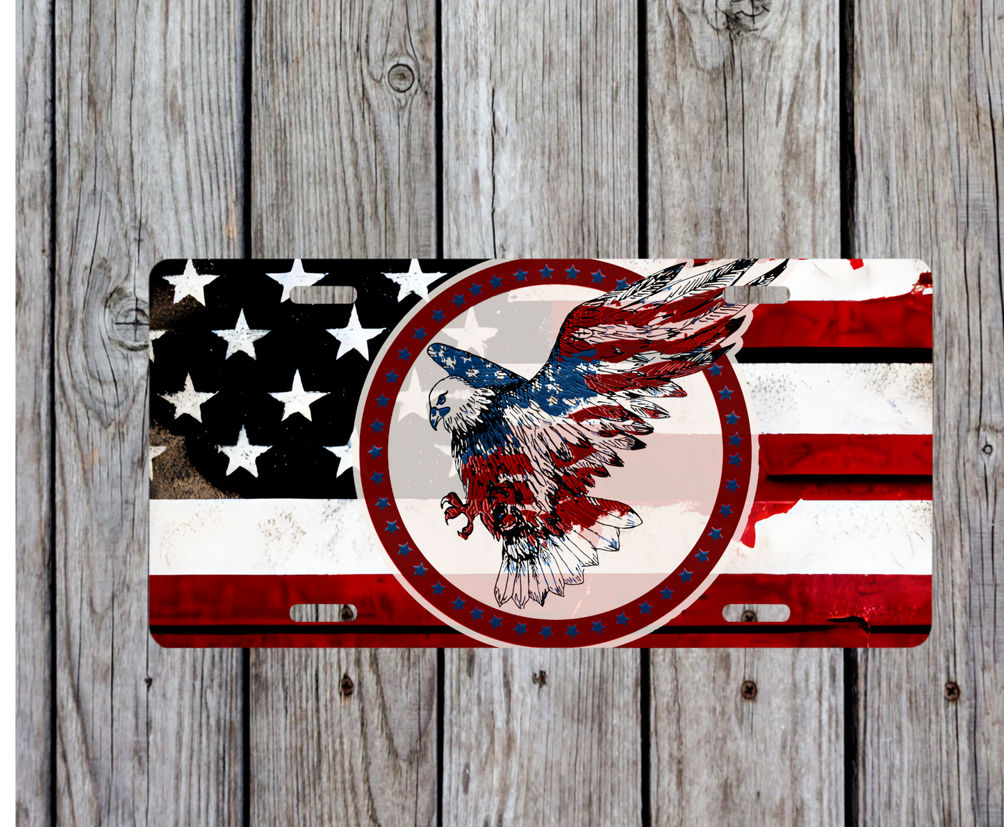 Bald Eagle & American Flag License Plate