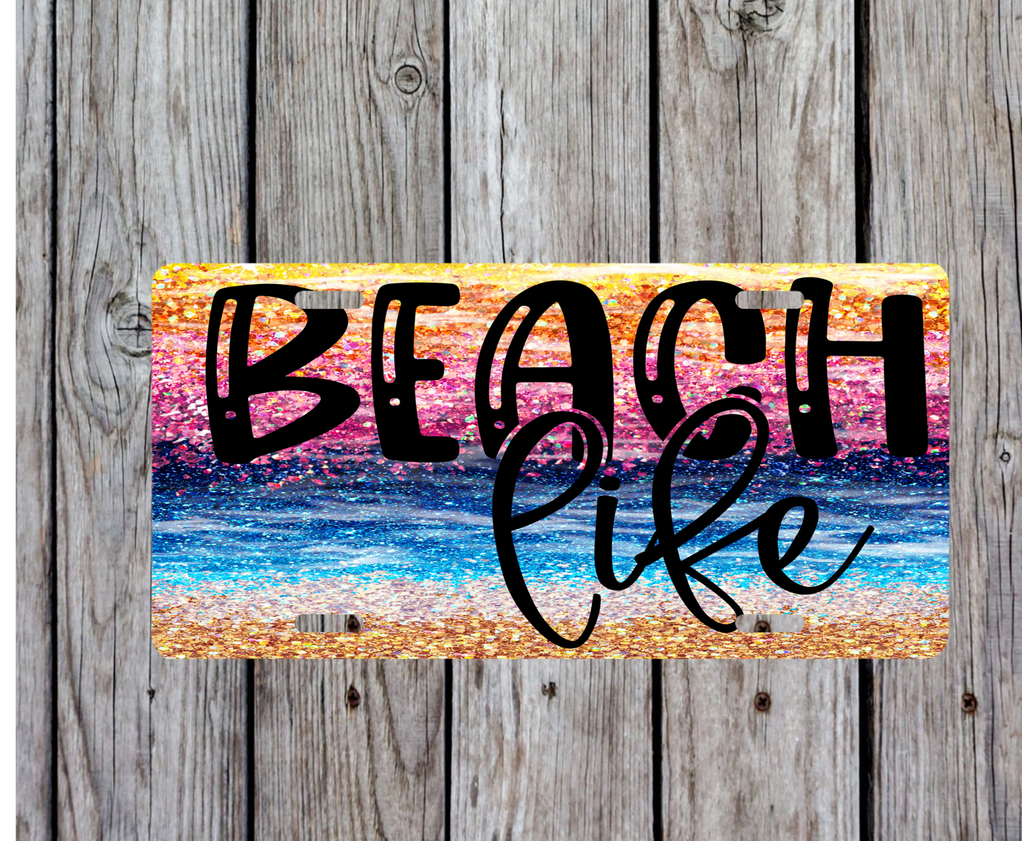 Beach Life Rainbow Sand License Plate
