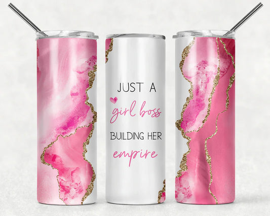 Just a Girl Building pink white