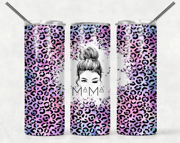 Mama Messy Bun pastel leopard