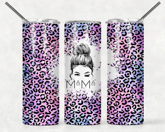 Mama Messy Bun pastel leopard