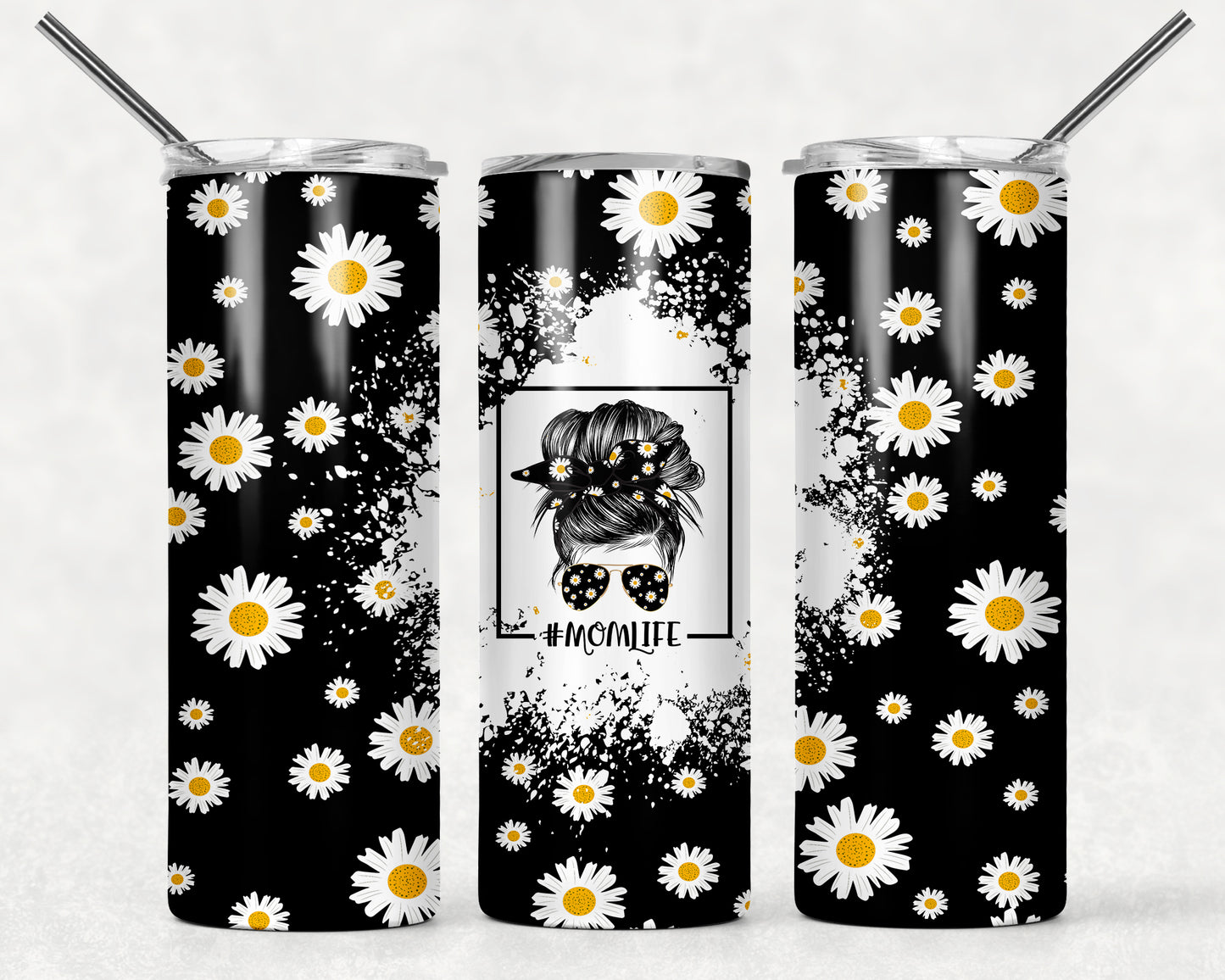 Mom Life Messy Bun daisies