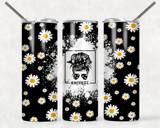 Mom Life Messy Bun daisies