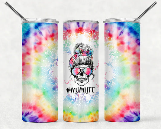 Mum Life Messy Bun Skull tie dye