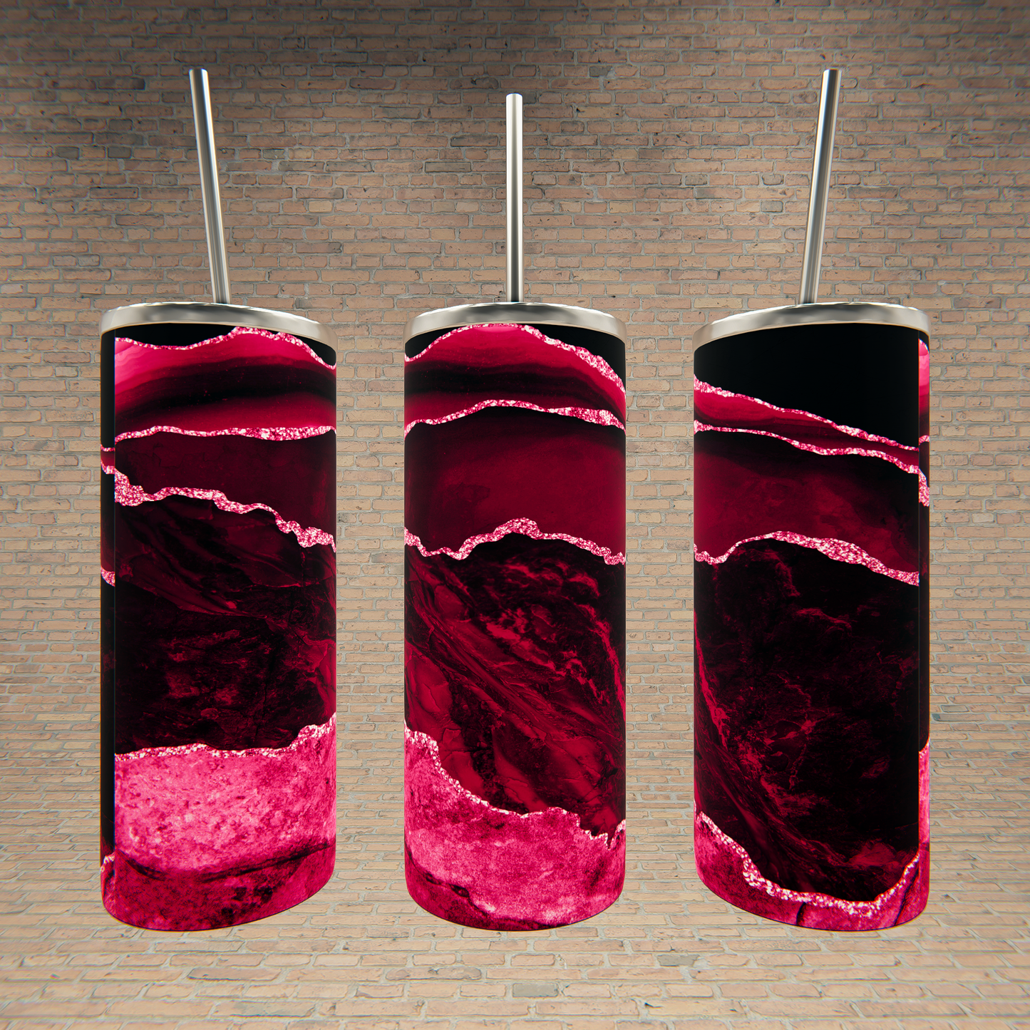 Pink Black Glitter Swirl