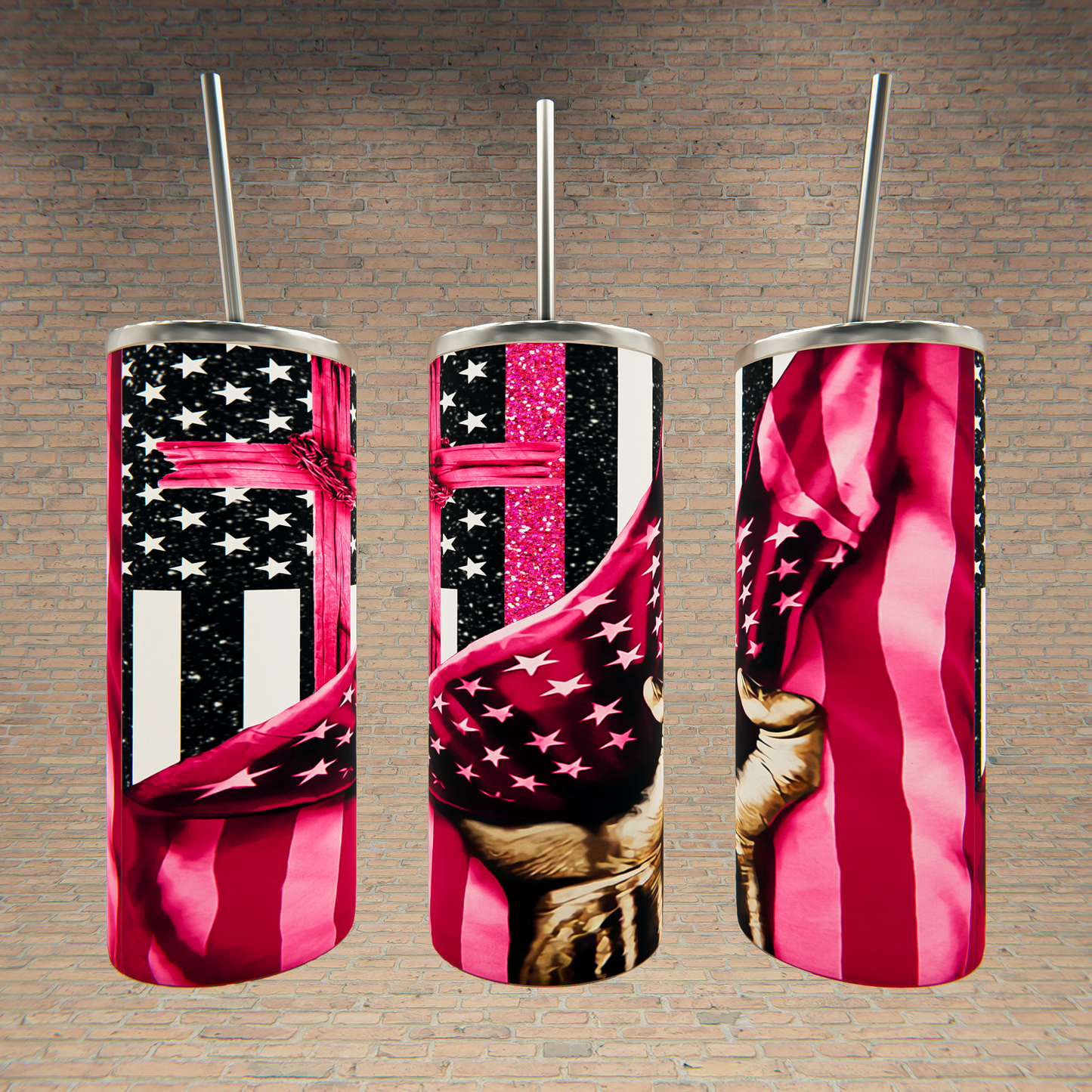 Pink Cross Pink Stripe Flag