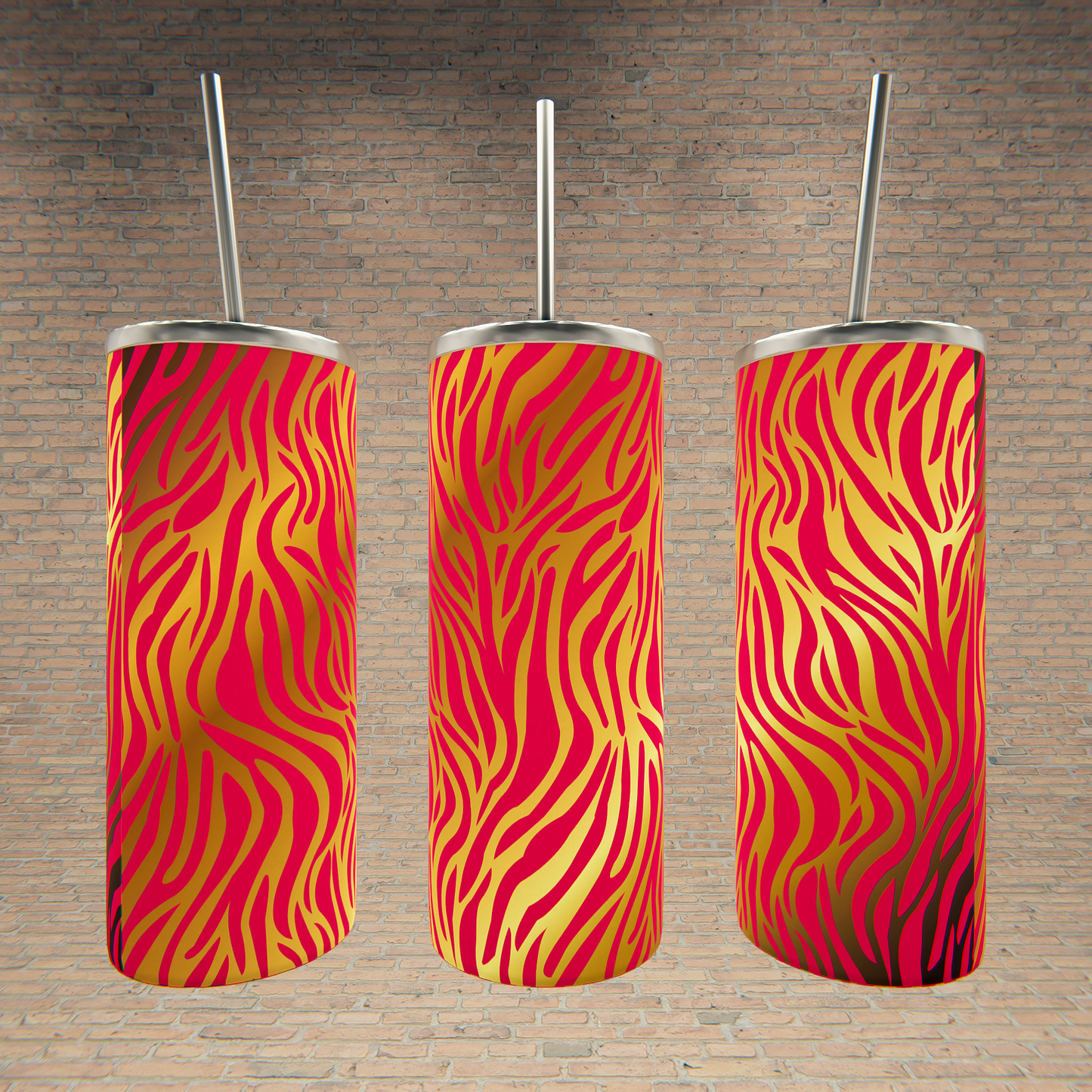 Pinkish Red Gold Zebra Stripe