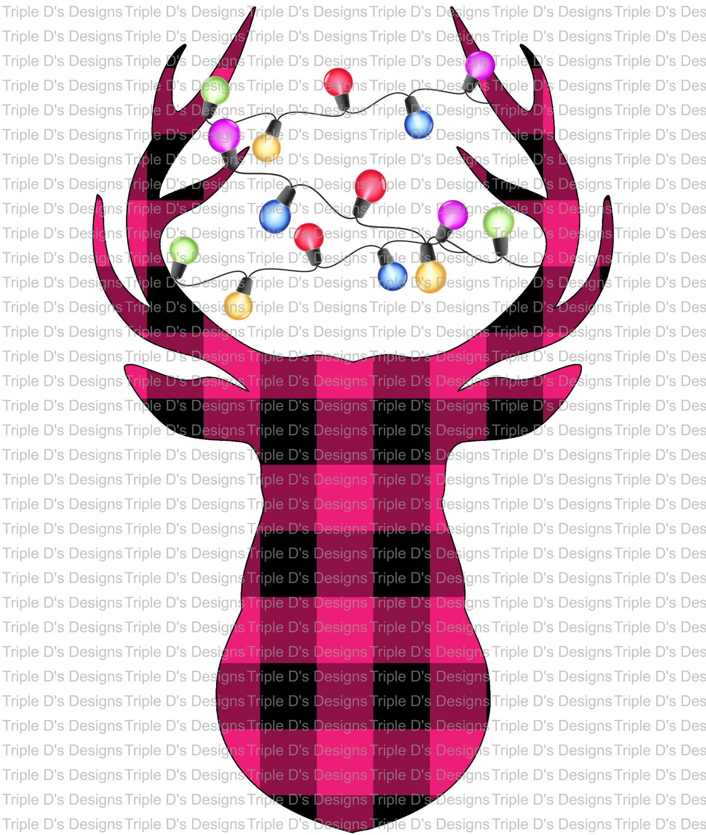 Pink Plaid Christmas Deer