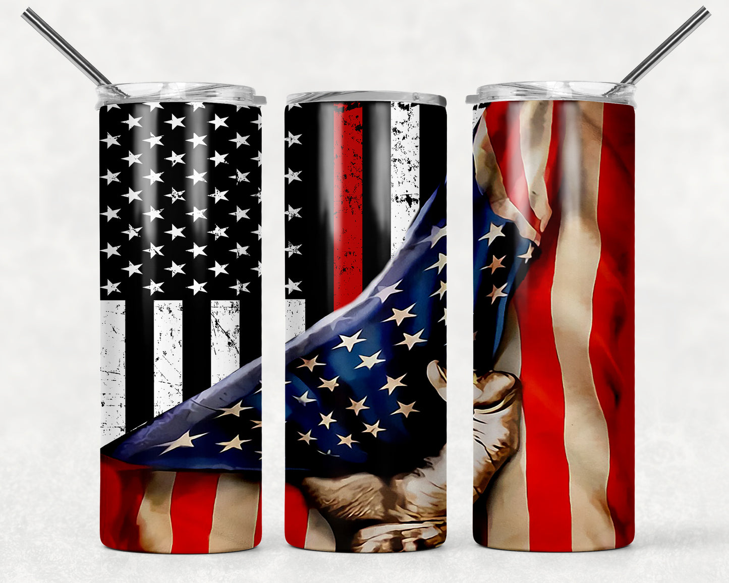 Red Line Flag with American flag