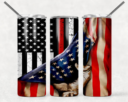 Red Line Flag with American flag