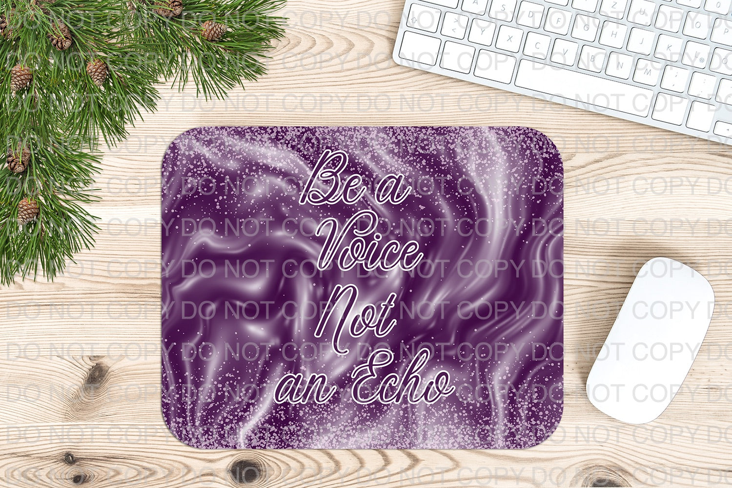 a purple mouse pad with a quote on it