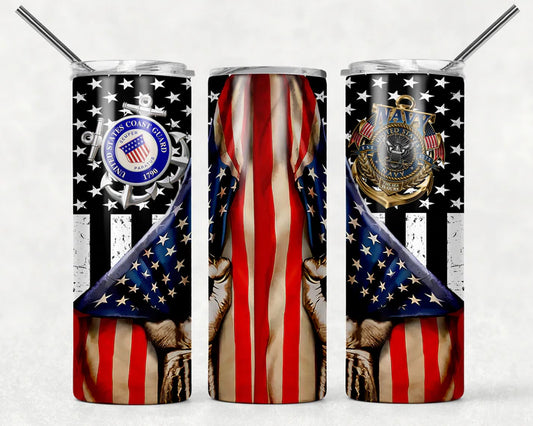 Coast Guard and Navy with flag