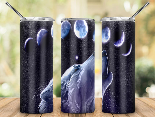 Howling Wolf with Moon Phases