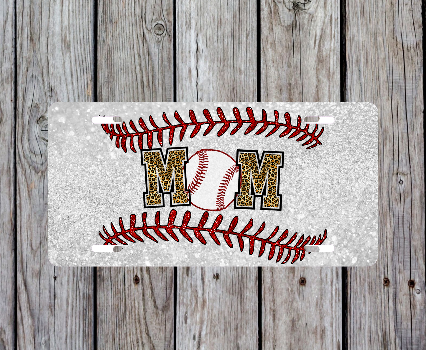 Baseball Mom Leopard Print License Plate