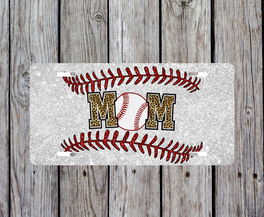 Baseball Mom Leopard Print License Plate