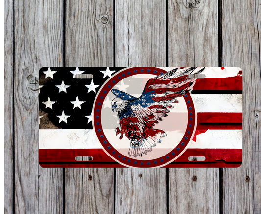 Bald Eagle &  American Flag License Plate