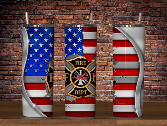 Metal Flag Fire Dept