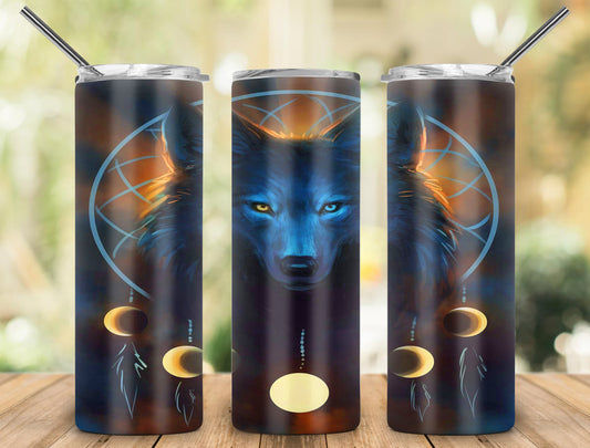 Wolf with Moon Phases